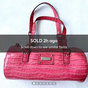 ✨Y2K VINTAGE GUESS PINK BARRL BAG PINK CROC BARREL BAG PINK GUESS SHOULDER BAG✨